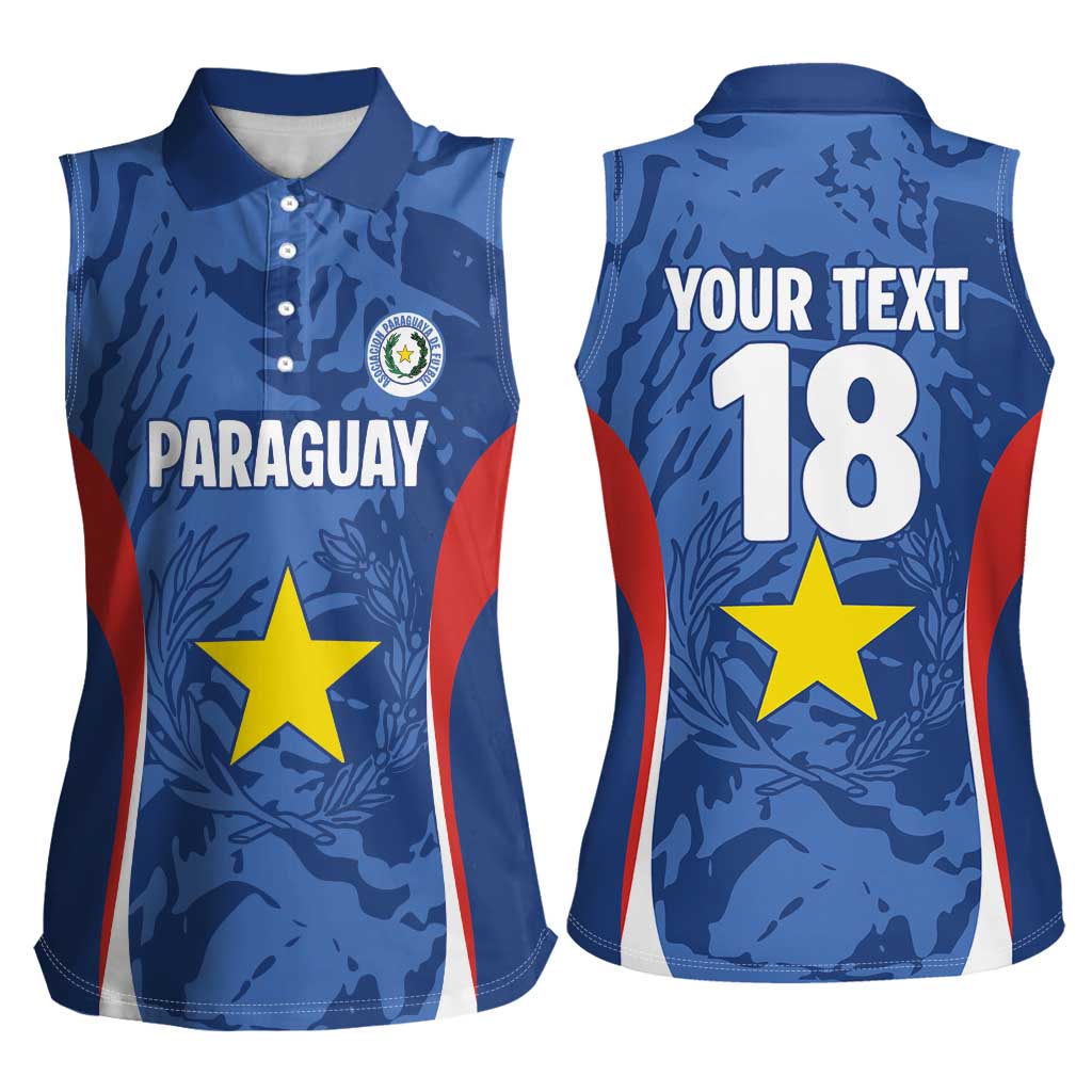 Custom Paraguay Football Women Sleeveless Polo Shirt La Albirroja Pride - Wonder Print Shop