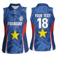 Custom Paraguay Football Women Sleeveless Polo Shirt La Albirroja Pride - Wonder Print Shop