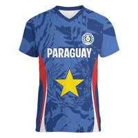 Custom Paraguay Football Women V-Neck T-Shirt La Albirroja Pride - Wonder Print Shop