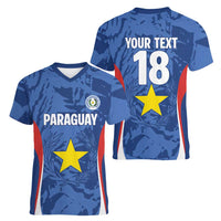 Custom Paraguay Football Women V-Neck T-Shirt La Albirroja Pride - Wonder Print Shop