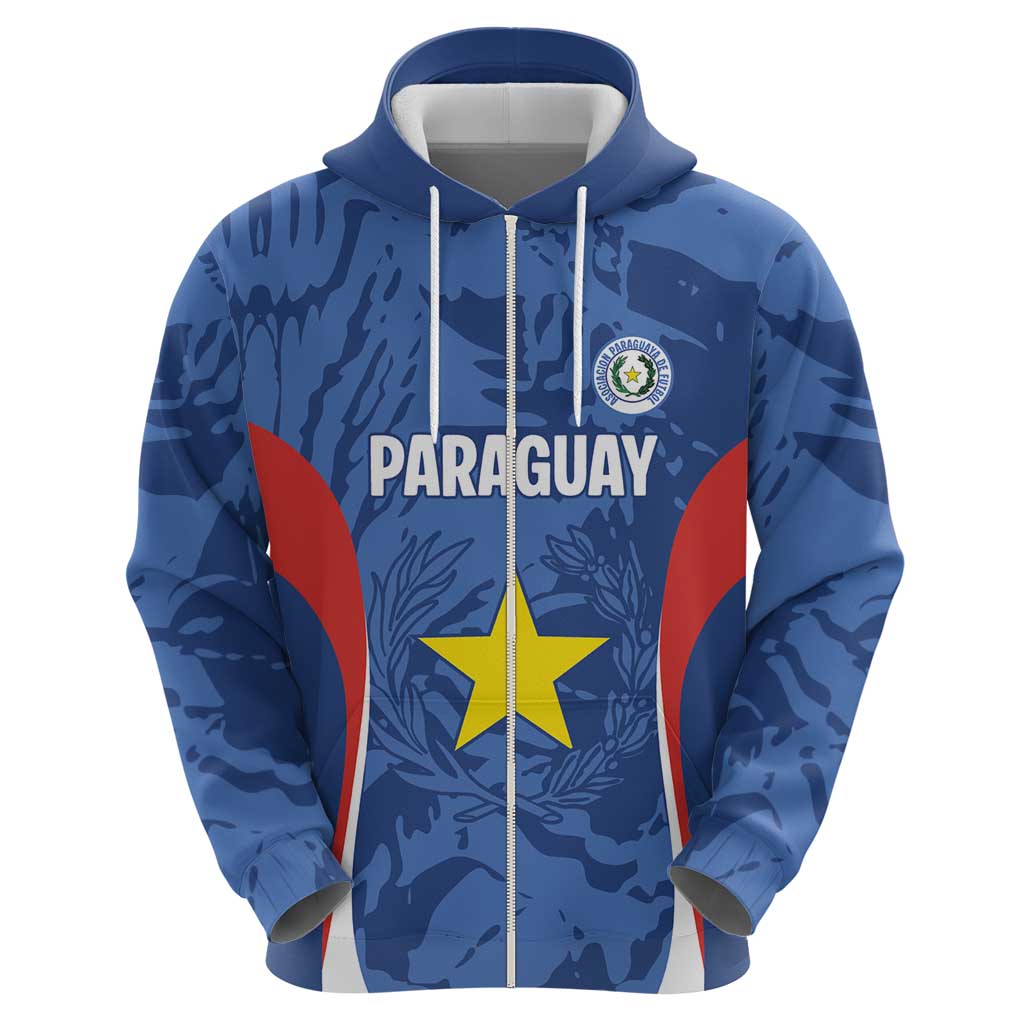 Custom Paraguay Football Zip Hoodie La Albirroja Pride - Wonder Print Shop