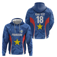Custom Paraguay Football Zip Hoodie La Albirroja Pride - Wonder Print Shop