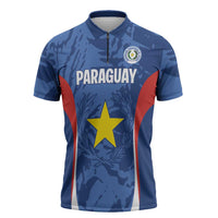 Custom Paraguay Football Zipper Polo Shirt La Albirroja Pride - Wonder Print Shop