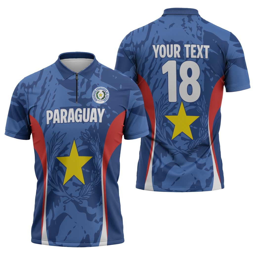 Custom Paraguay Football Zipper Polo Shirt La Albirroja Pride - Wonder Print Shop