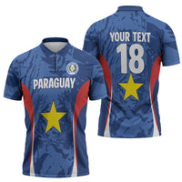 Custom Paraguay Football Zipper Polo Shirt La Albirroja Pride - Wonder Print Shop