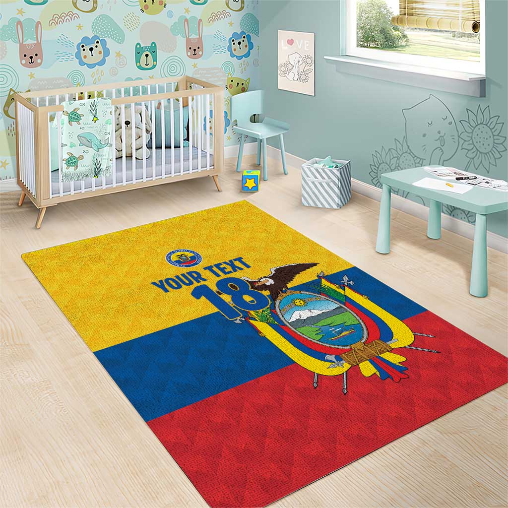 Ecuador Football Custom Area Rug La Tricolor Pride - Wonder Print Shop