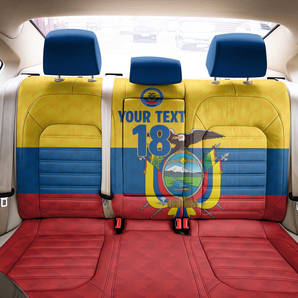 Ecuador Football Custom Back Car Seat Cover La Tricolor Pride - Wonder Print Shop