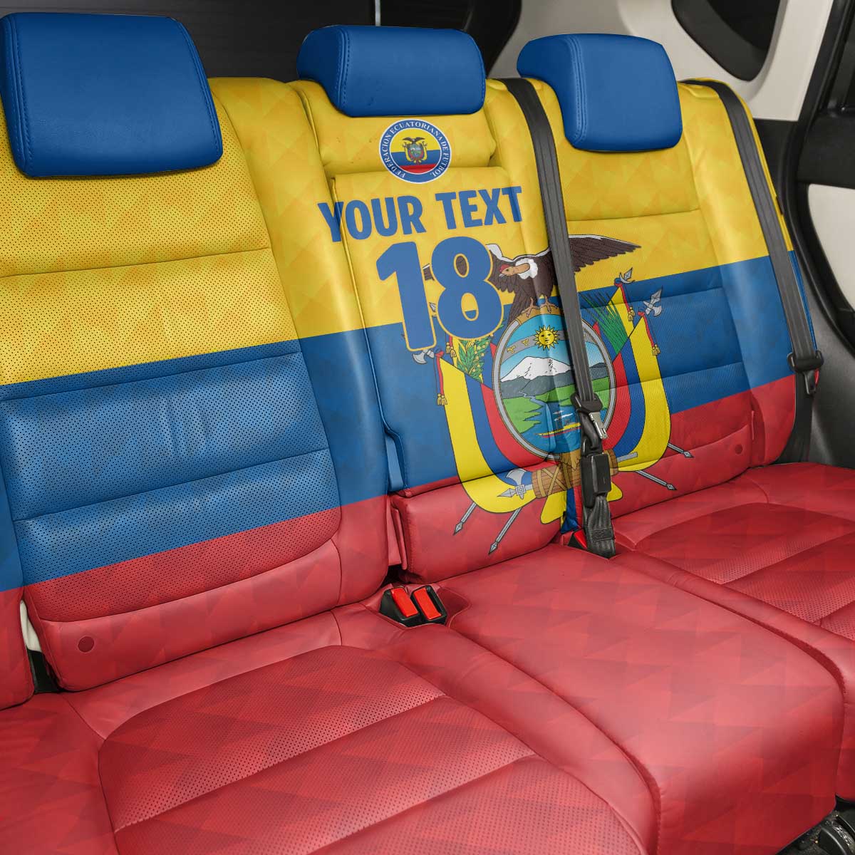 Ecuador Football Custom Back Car Seat Cover La Tricolor Pride - Wonder Print Shop