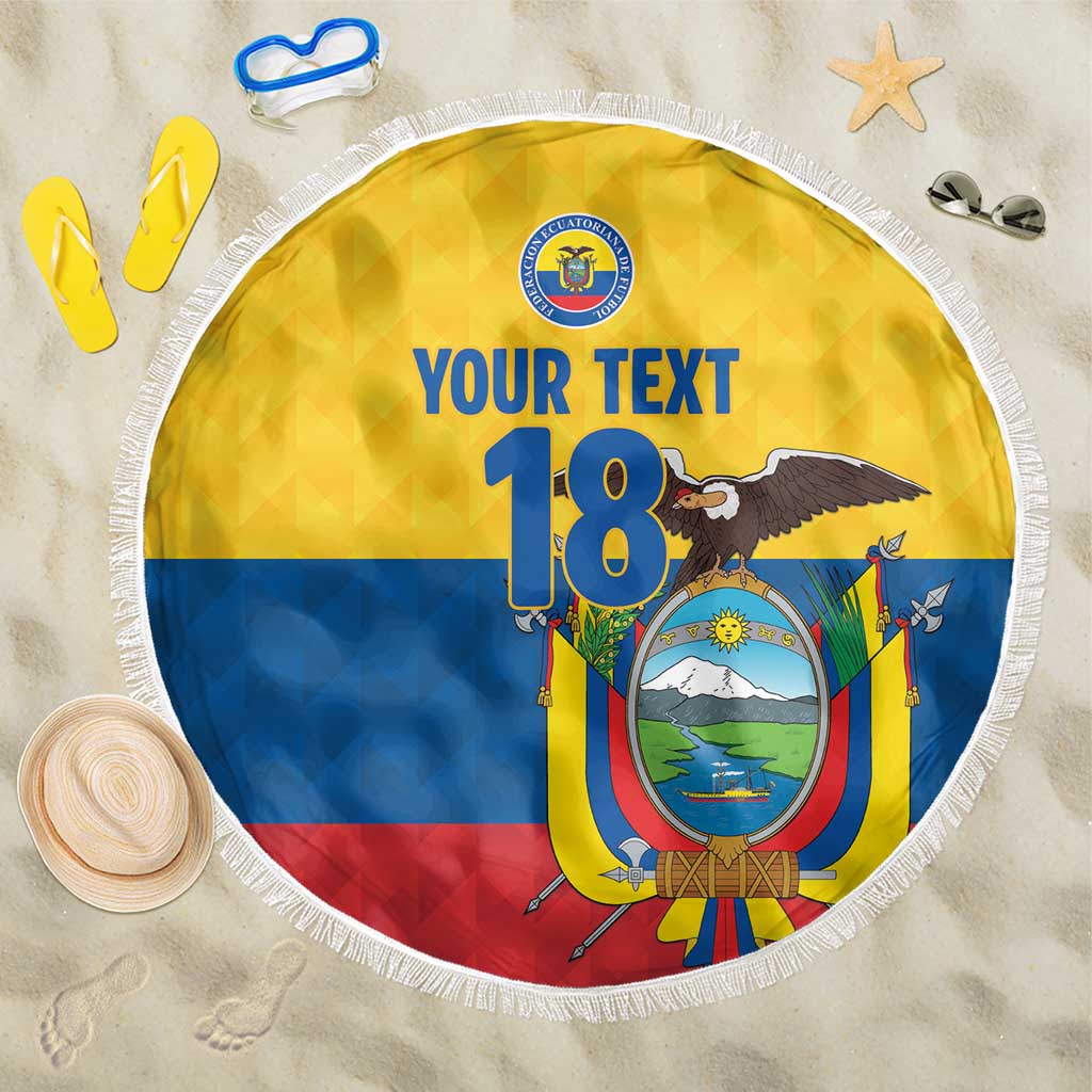 Ecuador Football Custom Beach Blanket La Tricolor Pride - Wonder Print Shop