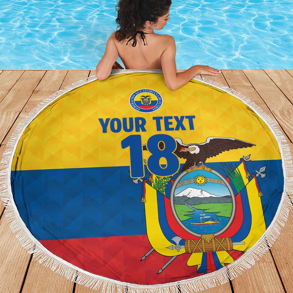 Ecuador Football Custom Beach Blanket La Tricolor Pride - Wonder Print Shop