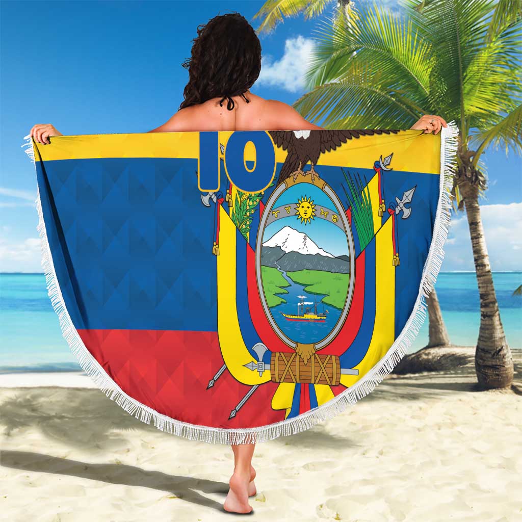 Ecuador Football Custom Beach Blanket La Tricolor Pride - Wonder Print Shop