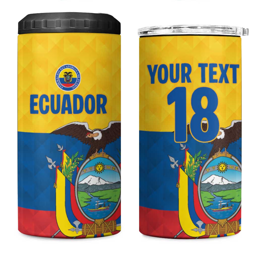 Ecuador Football Custom 4 in 1 Can Cooler Tumbler La Tricolor Pride - Wonder Print Shop