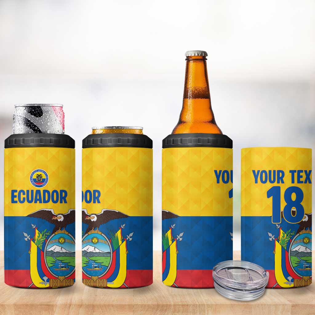 Ecuador Football Custom 4 in 1 Can Cooler Tumbler La Tricolor Pride - Wonder Print Shop