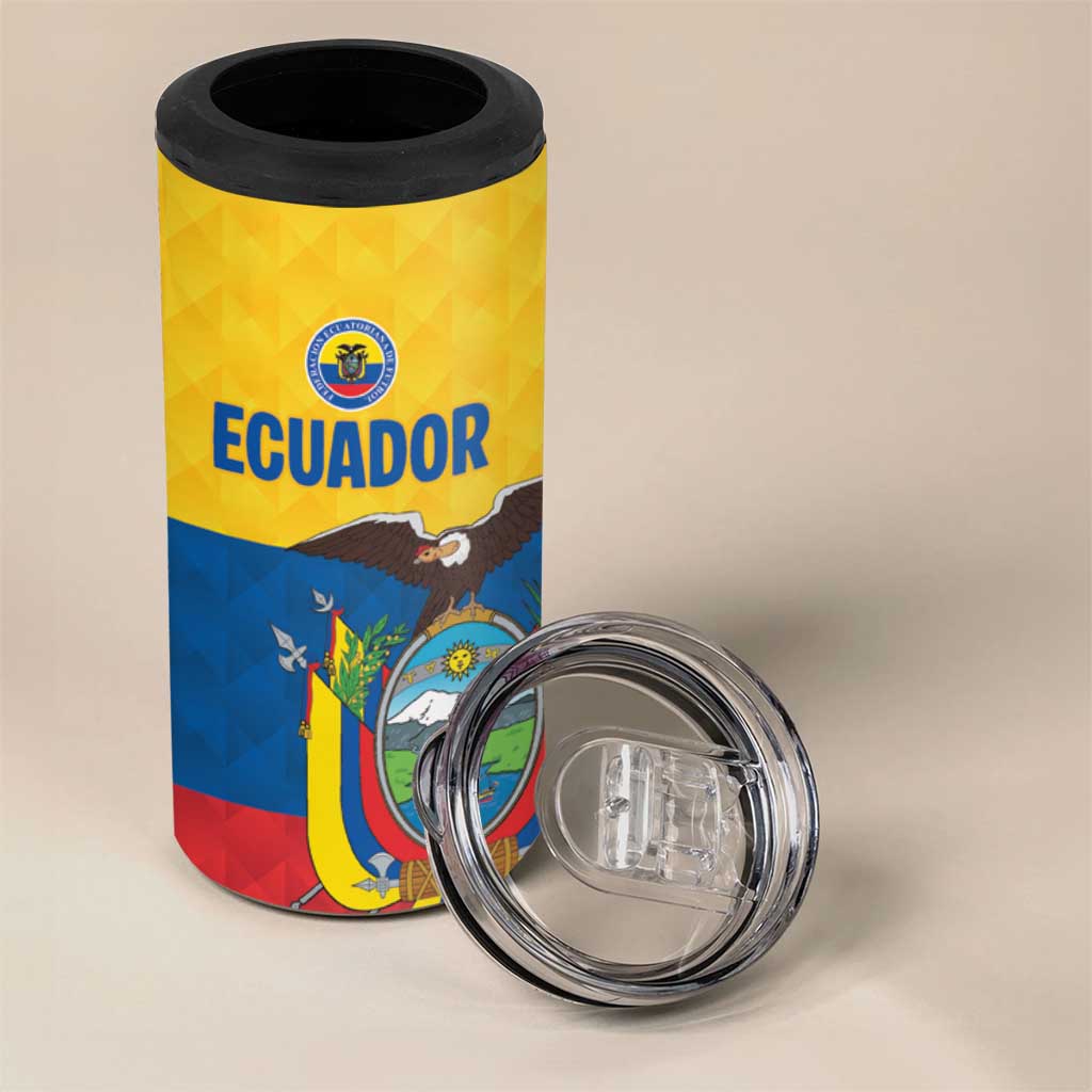 Ecuador Football Custom 4 in 1 Can Cooler Tumbler La Tricolor Pride - Wonder Print Shop