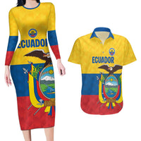 Ecuador Football Custom Couples Matching Long Sleeve Bodycon Dress and Hawaiian Shirt La Tricolor Pride - Wonder Print Shop