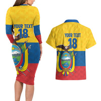 Ecuador Football Custom Couples Matching Long Sleeve Bodycon Dress and Hawaiian Shirt La Tricolor Pride - Wonder Print Shop