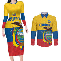 Ecuador Football Custom Couples Matching Long Sleeve Bodycon Dress and Long Sleeve Button Shirt La Tricolor Pride - Wonder Print Shop