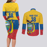Ecuador Football Custom Couples Matching Long Sleeve Bodycon Dress and Long Sleeve Button Shirt La Tricolor Pride - Wonder Print Shop