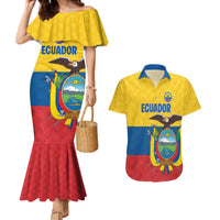 Ecuador Football Custom Couples Matching Mermaid Dress and Hawaiian Shirt La Tricolor Pride - Wonder Print Shop
