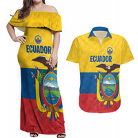 Ecuador Football Custom Couples Matching Off Shoulder Maxi Dress and Hawaiian Shirt La Tricolor Pride - Wonder Print Shop