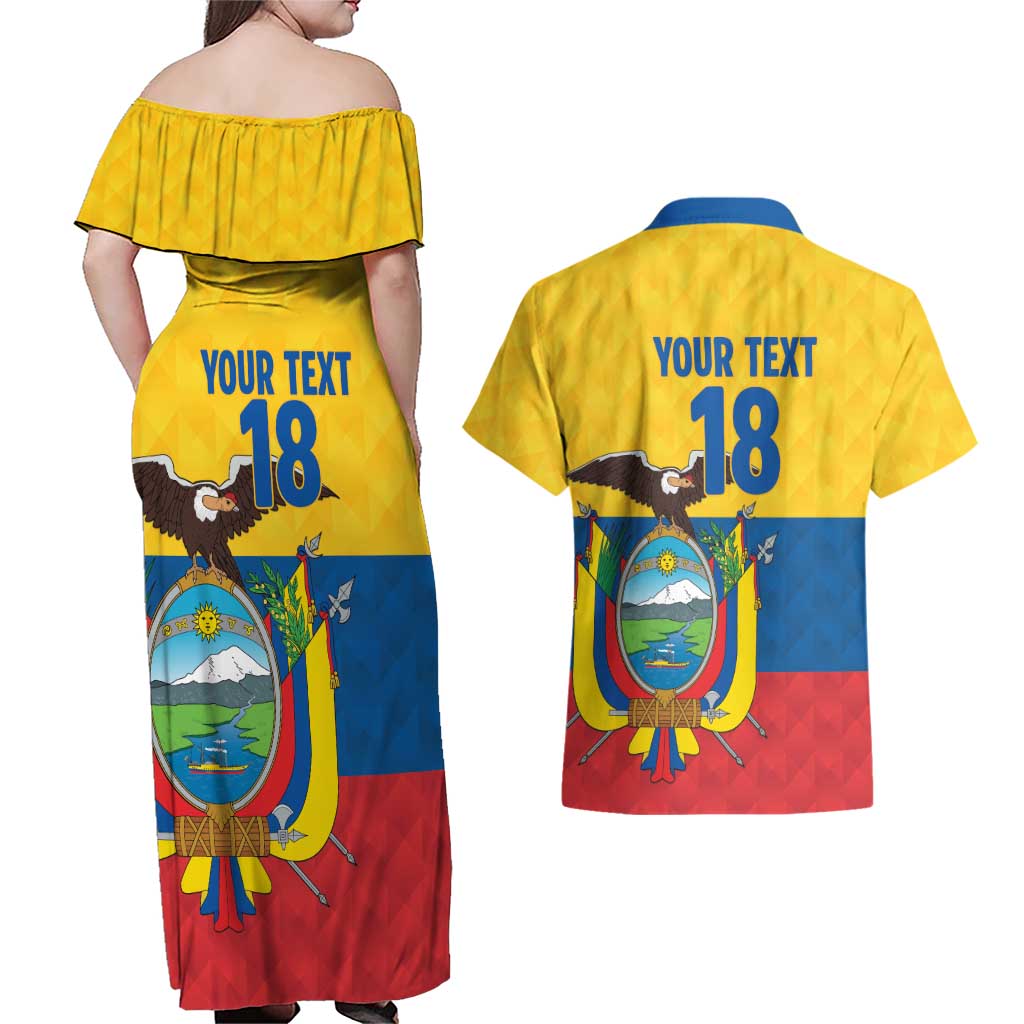 Ecuador Football Custom Couples Matching Off Shoulder Maxi Dress and Hawaiian Shirt La Tricolor Pride - Wonder Print Shop