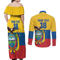 Ecuador Football Custom Couples Matching Off Shoulder Maxi Dress and Long Sleeve Button Shirt La Tricolor Pride - Wonder Print Shop