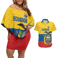 Ecuador Football Custom Couples Matching Off Shoulder Short Dress and Hawaiian Shirt La Tricolor Pride - Wonder Print Shop