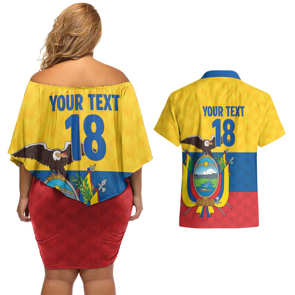 Ecuador Football Custom Couples Matching Off Shoulder Short Dress and Hawaiian Shirt La Tricolor Pride - Wonder Print Shop