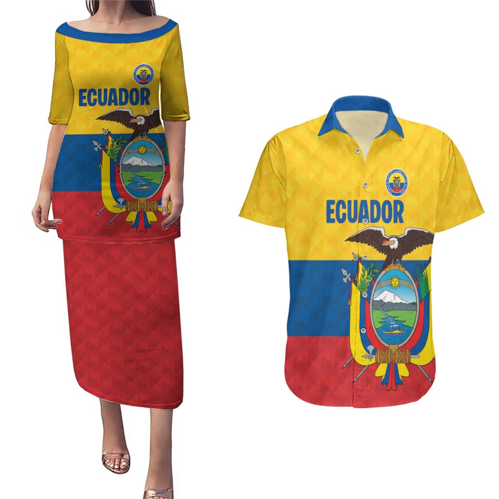 Ecuador Football Custom Couples Matching Puletasi and Hawaiian Shirt La Tricolor Pride - Wonder Print Shop