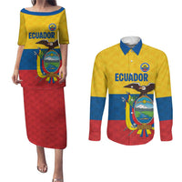 Ecuador Football Custom Couples Matching Puletasi and Long Sleeve Button Shirt La Tricolor Pride - Wonder Print Shop