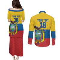 Ecuador Football Custom Couples Matching Puletasi and Long Sleeve Button Shirt La Tricolor Pride - Wonder Print Shop