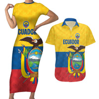 Ecuador Football Custom Couples Matching Short Sleeve Bodycon Dress and Hawaiian Shirt La Tricolor Pride - Wonder Print Shop