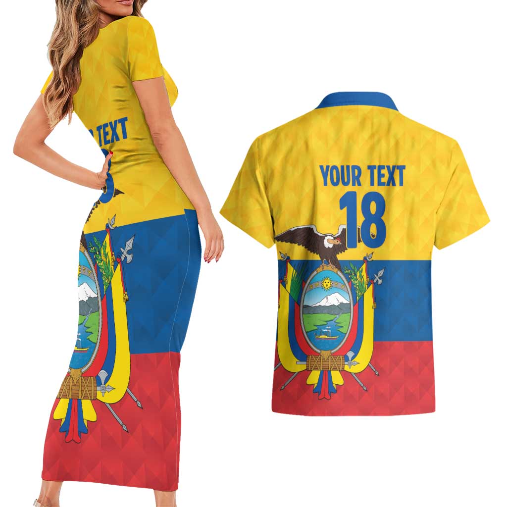 Ecuador Football Custom Couples Matching Short Sleeve Bodycon Dress and Hawaiian Shirt La Tricolor Pride - Wonder Print Shop