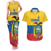 Ecuador Football Custom Couples Matching Tank Maxi Dress and Hawaiian Shirt La Tricolor Pride - Wonder Print Shop