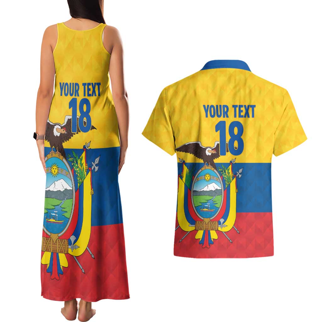 Ecuador Football Custom Couples Matching Tank Maxi Dress and Hawaiian Shirt La Tricolor Pride - Wonder Print Shop
