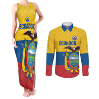 Ecuador Football Custom Couples Matching Tank Maxi Dress and Long Sleeve Button Shirt La Tricolor Pride - Wonder Print Shop