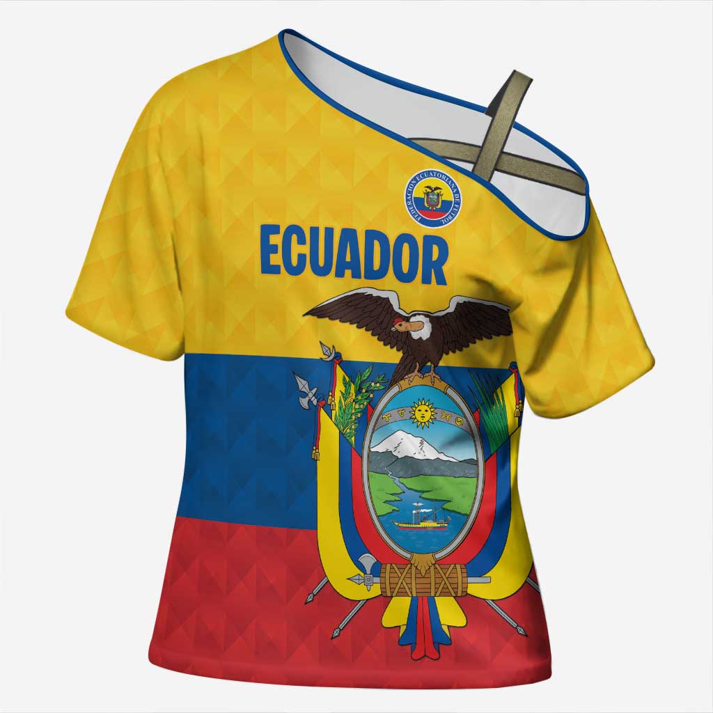 Ecuador Football Custom Cross Shoulder Shirt La Tricolor Pride - Wonder Print Shop