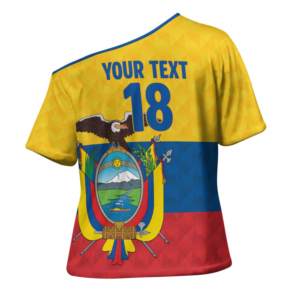 Ecuador Football Custom Cross Shoulder Shirt La Tricolor Pride - Wonder Print Shop