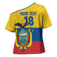 Ecuador Football Custom Cross Shoulder Shirt La Tricolor Pride - Wonder Print Shop