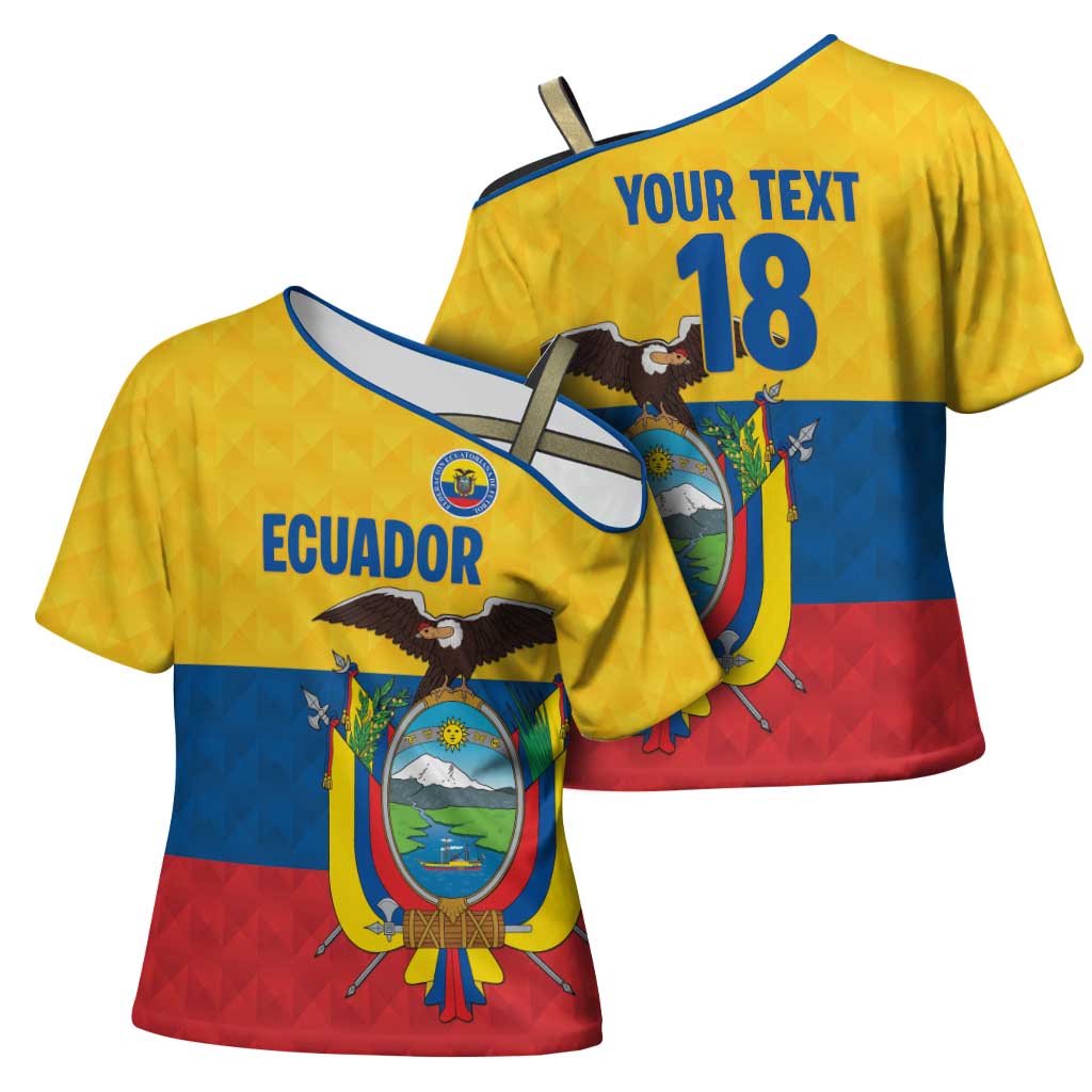 Ecuador Football Custom Cross Shoulder Shirt La Tricolor Pride - Wonder Print Shop