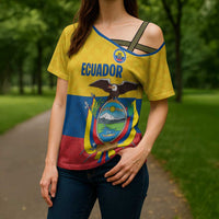 Ecuador Football Custom Cross Shoulder Shirt La Tricolor Pride - Wonder Print Shop