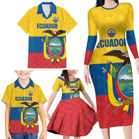 Ecuador Football Custom Family Matching Long Sleeve Bodycon Dress and Hawaiian Shirt La Tricolor Pride - Wonder Print Shop