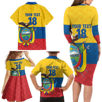 Ecuador Football Custom Family Matching Long Sleeve Bodycon Dress and Hawaiian Shirt La Tricolor Pride - Wonder Print Shop