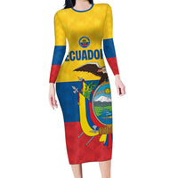 Ecuador Football Custom Family Matching Long Sleeve Bodycon Dress and Hawaiian Shirt La Tricolor Pride - Wonder Print Shop