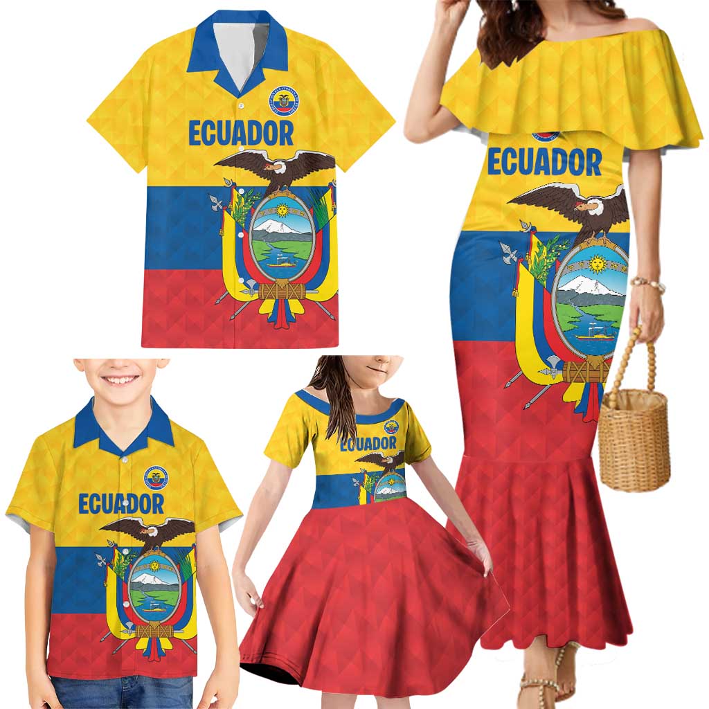 Ecuador Football Custom Family Matching Mermaid Dress and Hawaiian Shirt La Tricolor Pride - Wonder Print Shop