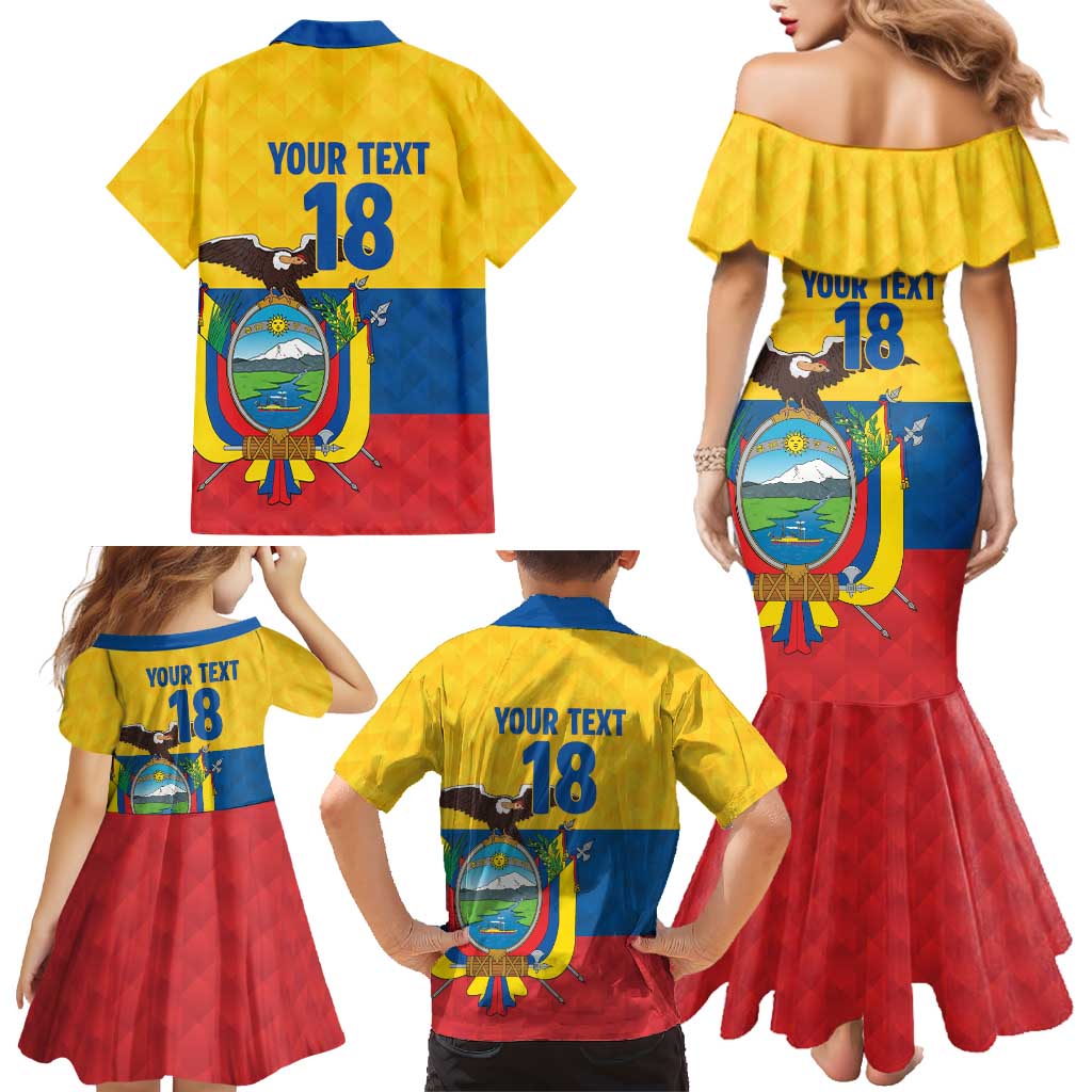 Ecuador Football Custom Family Matching Mermaid Dress and Hawaiian Shirt La Tricolor Pride - Wonder Print Shop