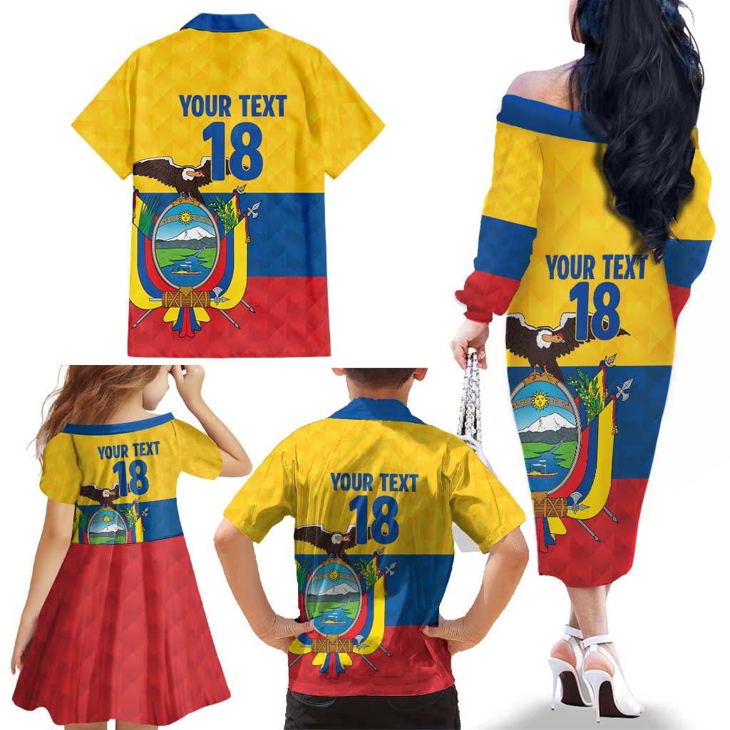 Ecuador Football Custom Family Matching Off The Shoulder Long Sleeve Dress and Hawaiian Shirt La Tricolor Pride - Wonder Print Shop