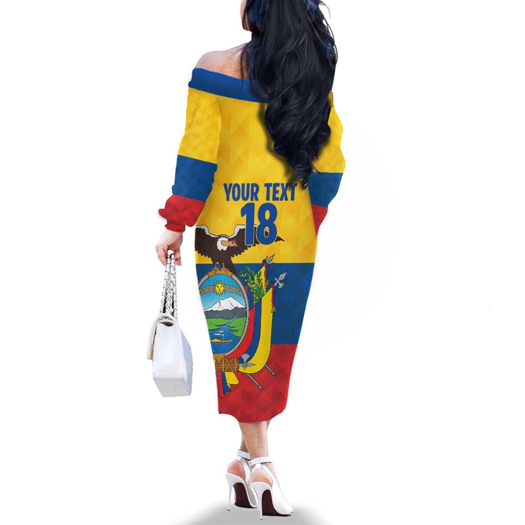 Ecuador Football Custom Family Matching Off The Shoulder Long Sleeve Dress and Hawaiian Shirt La Tricolor Pride - Wonder Print Shop
