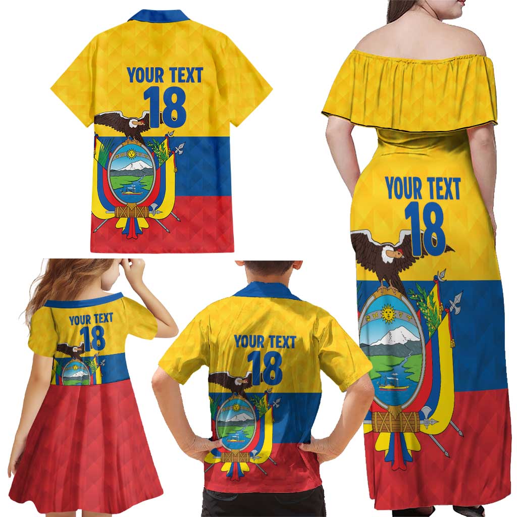 Ecuador Football Custom Family Matching Off Shoulder Maxi Dress and Hawaiian Shirt La Tricolor Pride - Wonder Print Shop