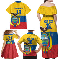 Ecuador Football Custom Family Matching Off Shoulder Maxi Dress and Hawaiian Shirt La Tricolor Pride - Wonder Print Shop